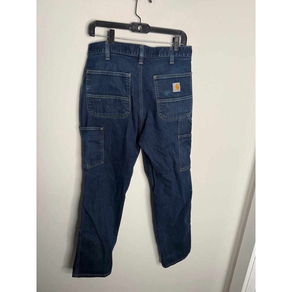 Carhartt Relaxed Fit Double Front Utility Work Jeans Dark Wash 103329-491 34x30 - Picture 3 of 7